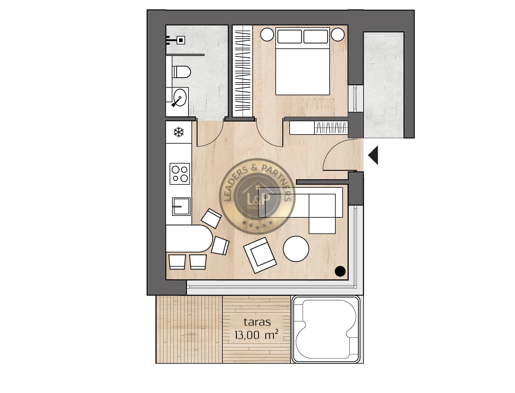 Treesna Lake Villa & Spa - vzorový 2 izbový apartmán 41,24 m² - 4