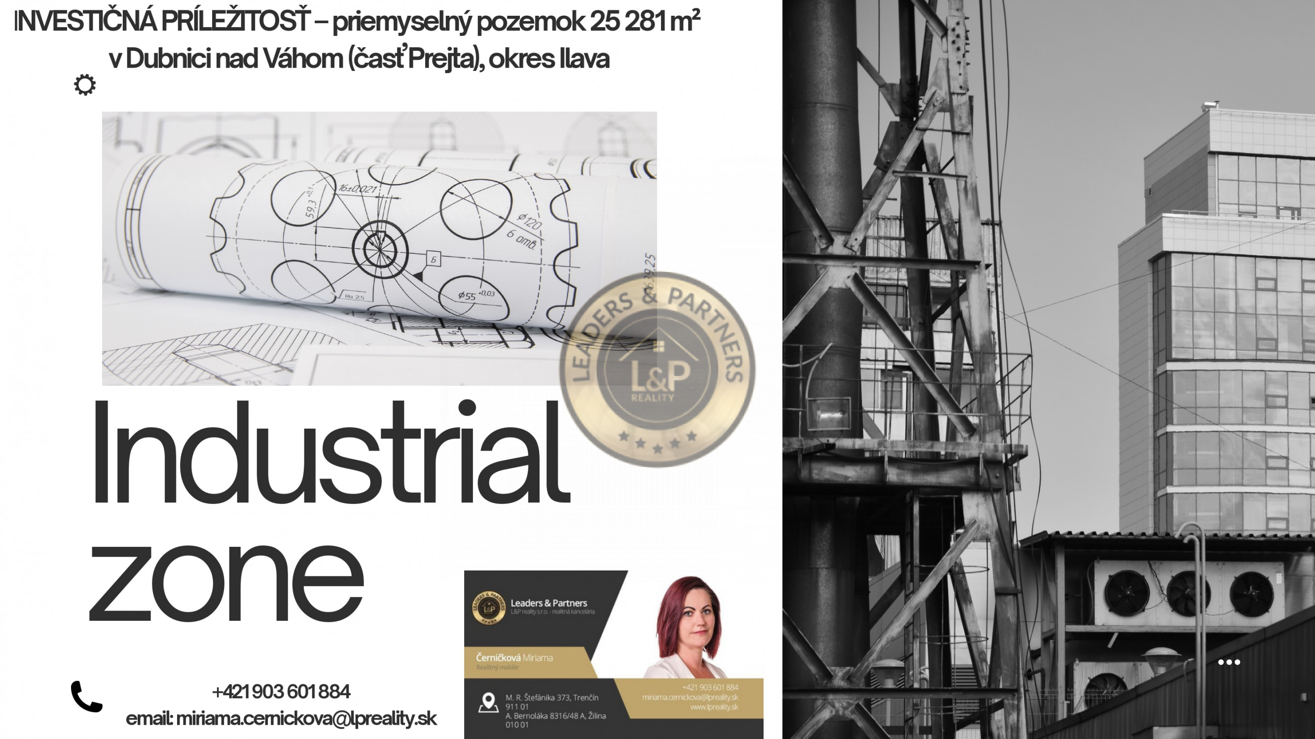 INVESTIČNÁ PRÍLEŽITOSŤ – priemyselný pozemok 25 281 m² v Dubnici nad Váhom (časť Prejta), okres Ilava - 1